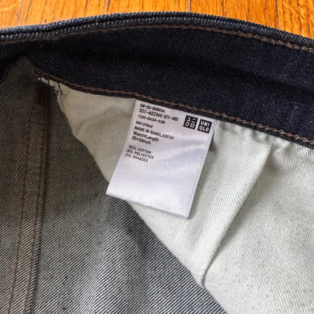 UNIQLO Men Jeans Dark Wash Slim Fit Cotton‎ Blend Size 35x34